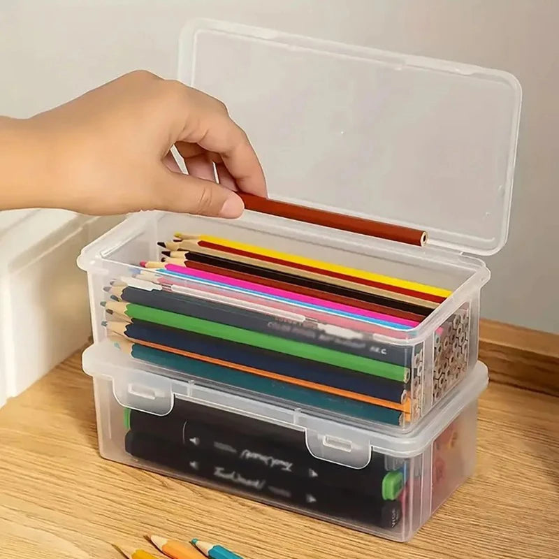 1/2/3/6pcs Pencil Case Box Transparent Plastic Pencil Boxes For Students Without Printing Case Supplies Pencil Sundries Storage Zpaxo