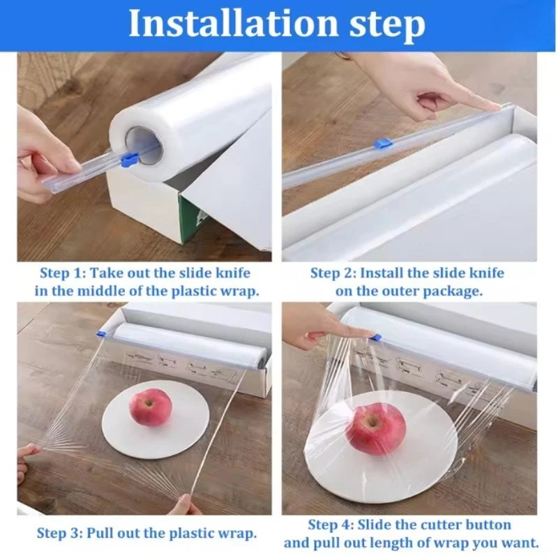 Kitchen Wrap Organizer Cutter 3-in-1 Storage Plastic Foil Wax Paper