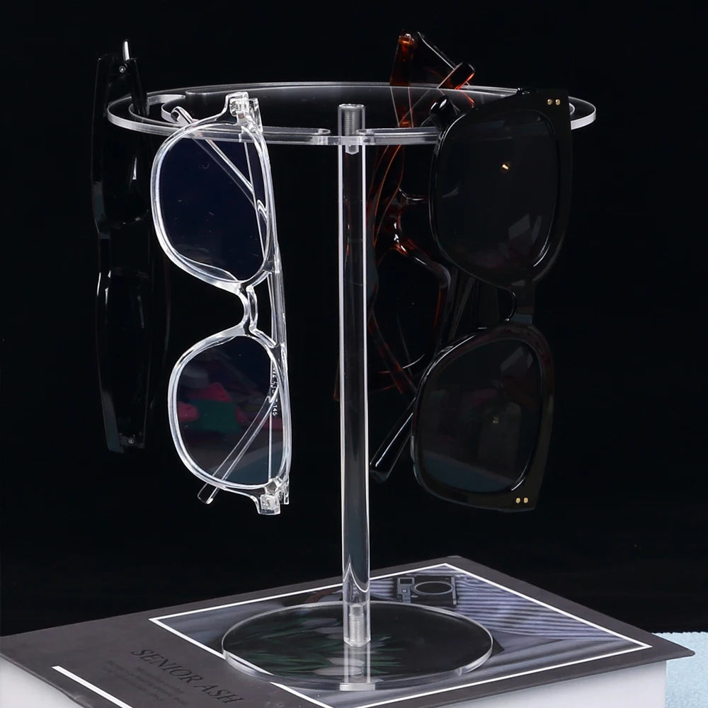 Acrylic Sunglasses Holder Stand 360 Rotating Eyeglasses Display Rack Tabletop Glasses Storage Organizer Zpaxo