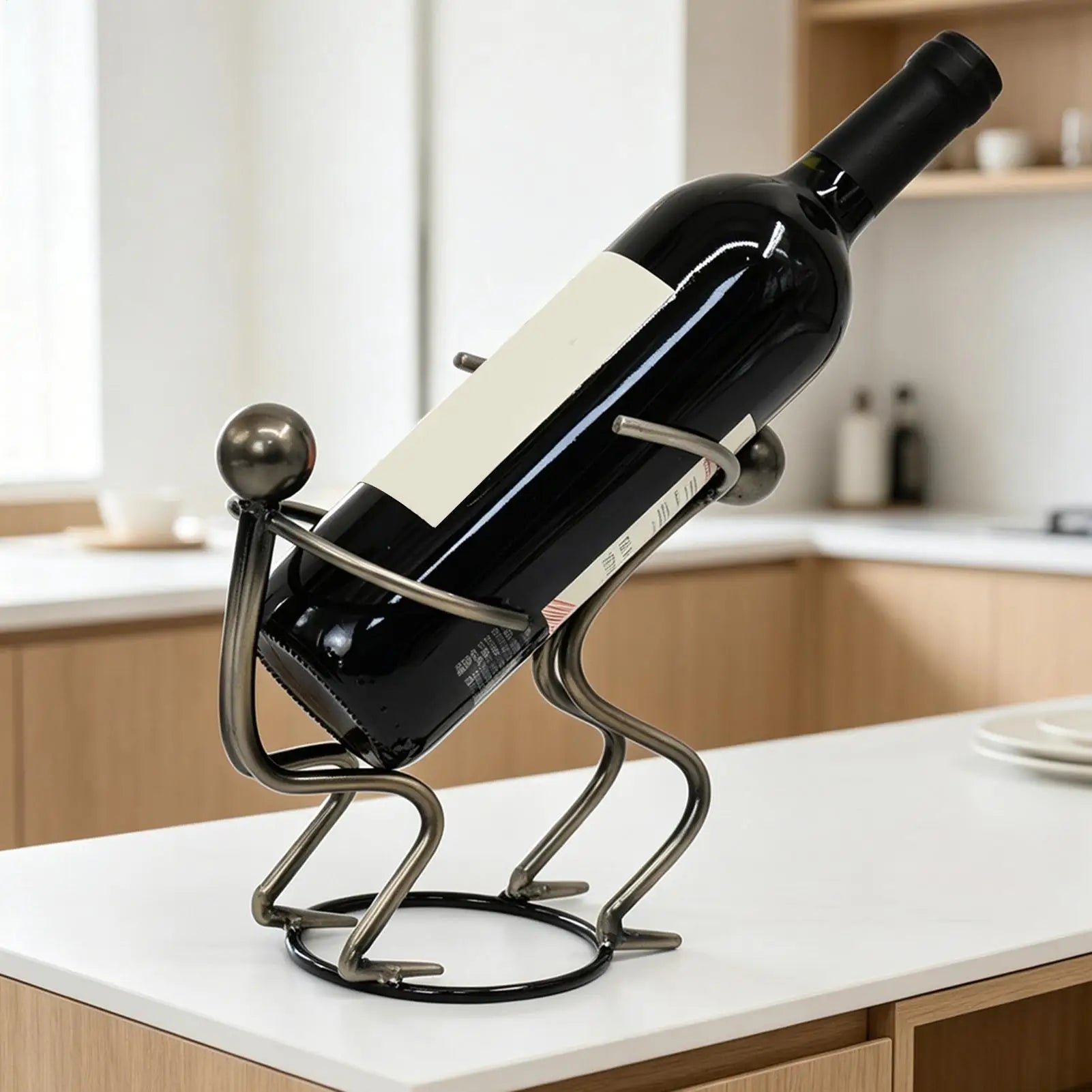 Countertop Wine Rack Metal Desk Decor Sparkling Bottle Stand