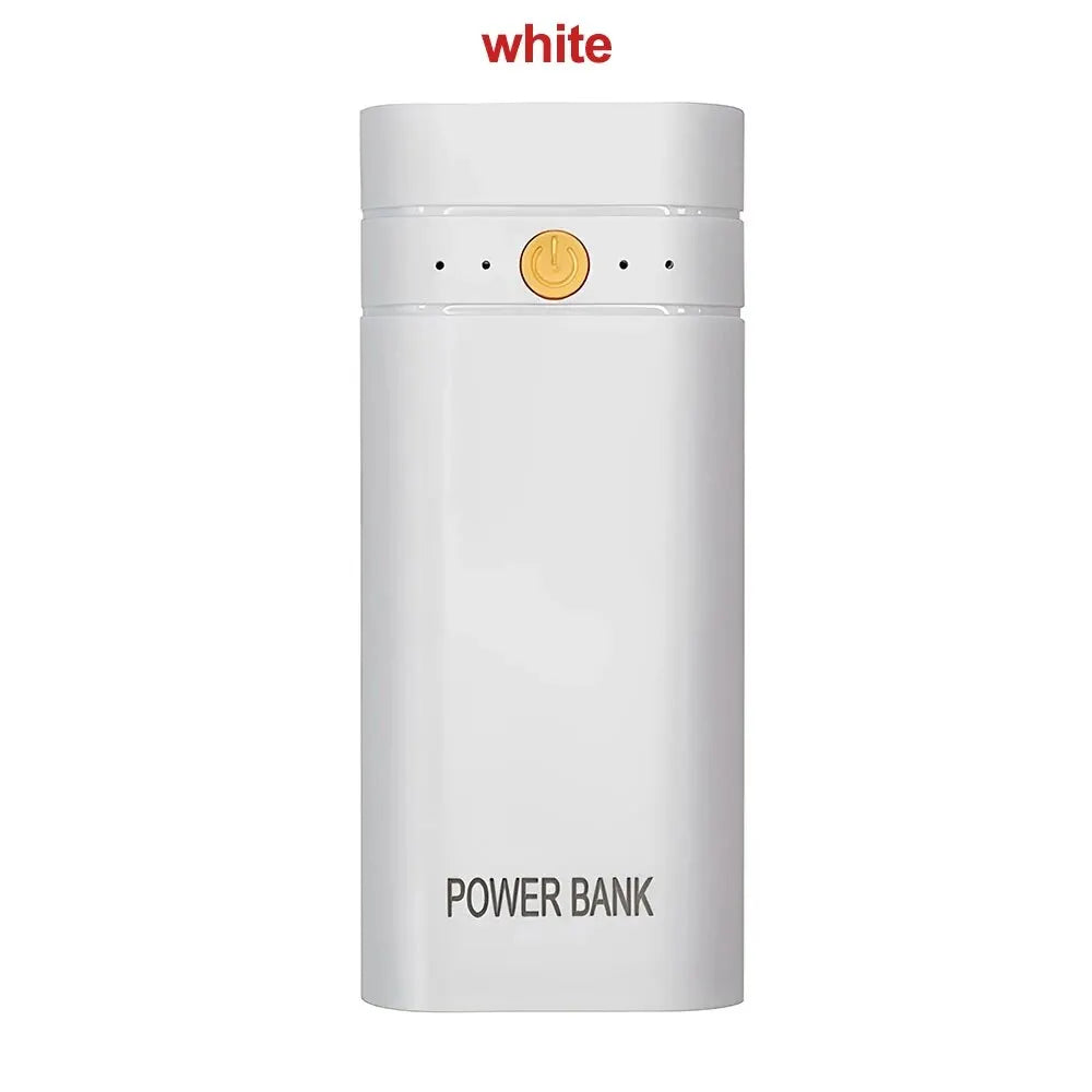 5V 2A 6000mAh 2X 18650 USB Type-C Battery Charger Case DIY Power Bank Box For Phone Electronic Charging Not Including Batteries Zpaxo White