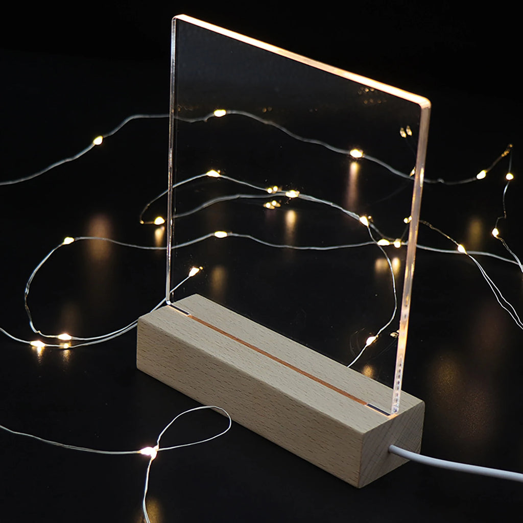 LED Wood Display Base-rectangle Crystal Lighted Base Stand Acrylic