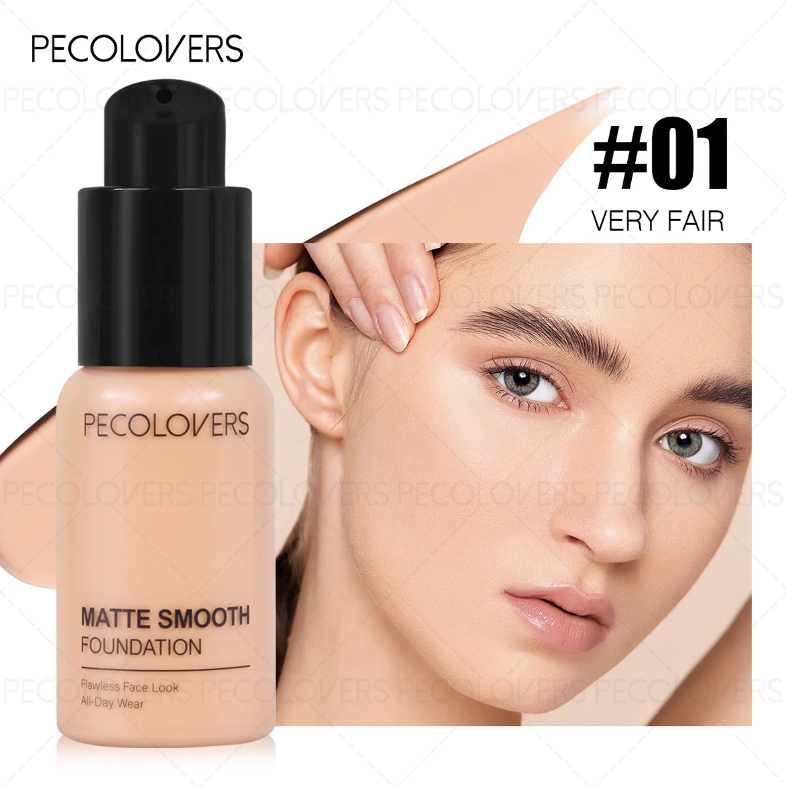 1PC Flawless Liquid Foundation - Full Coverage, Matte, Waterproof, Conceals Blemishes, Multiple Shades Zpaxo 01