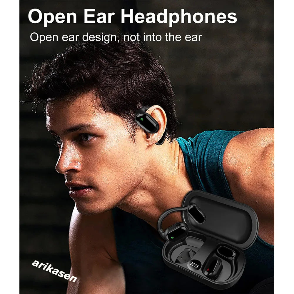 TWS Wireless Bluetooth Headphones Open Ear Earbuds Charging Case LED