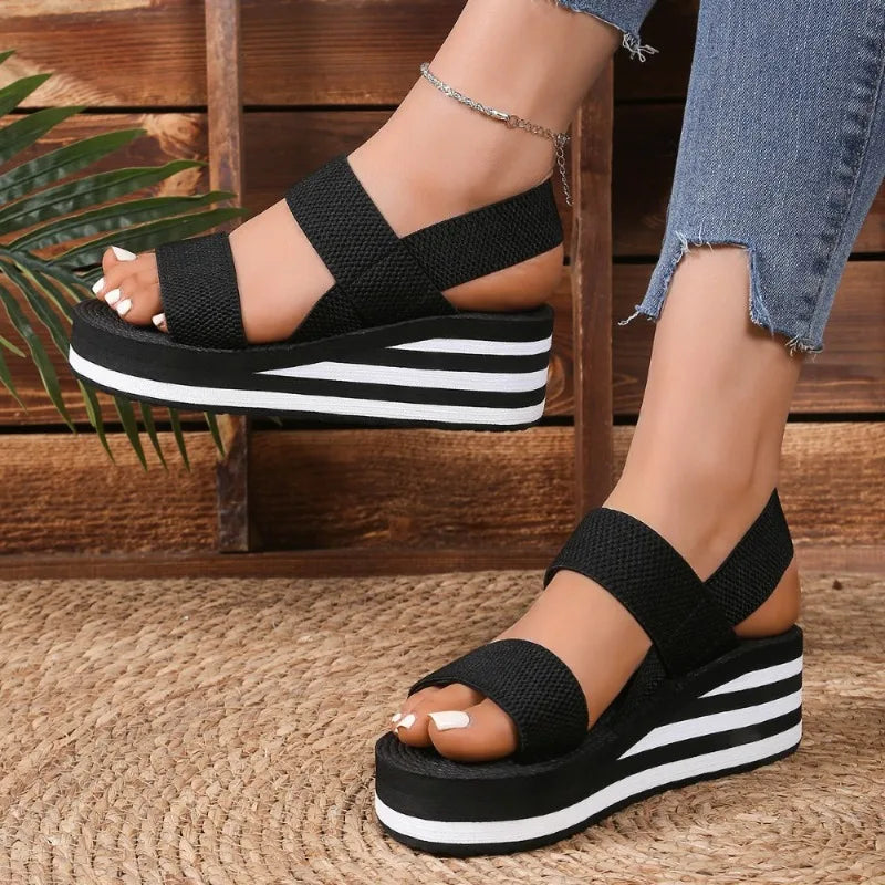 Women's Light Weight Wedge Sandals Open Toe Platform Thick Soled