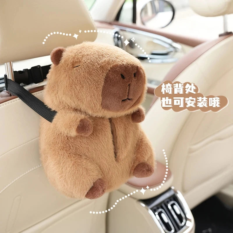 Car Tissue Boxes Capybara Plush Accessories Backseat Hanging Bag Box