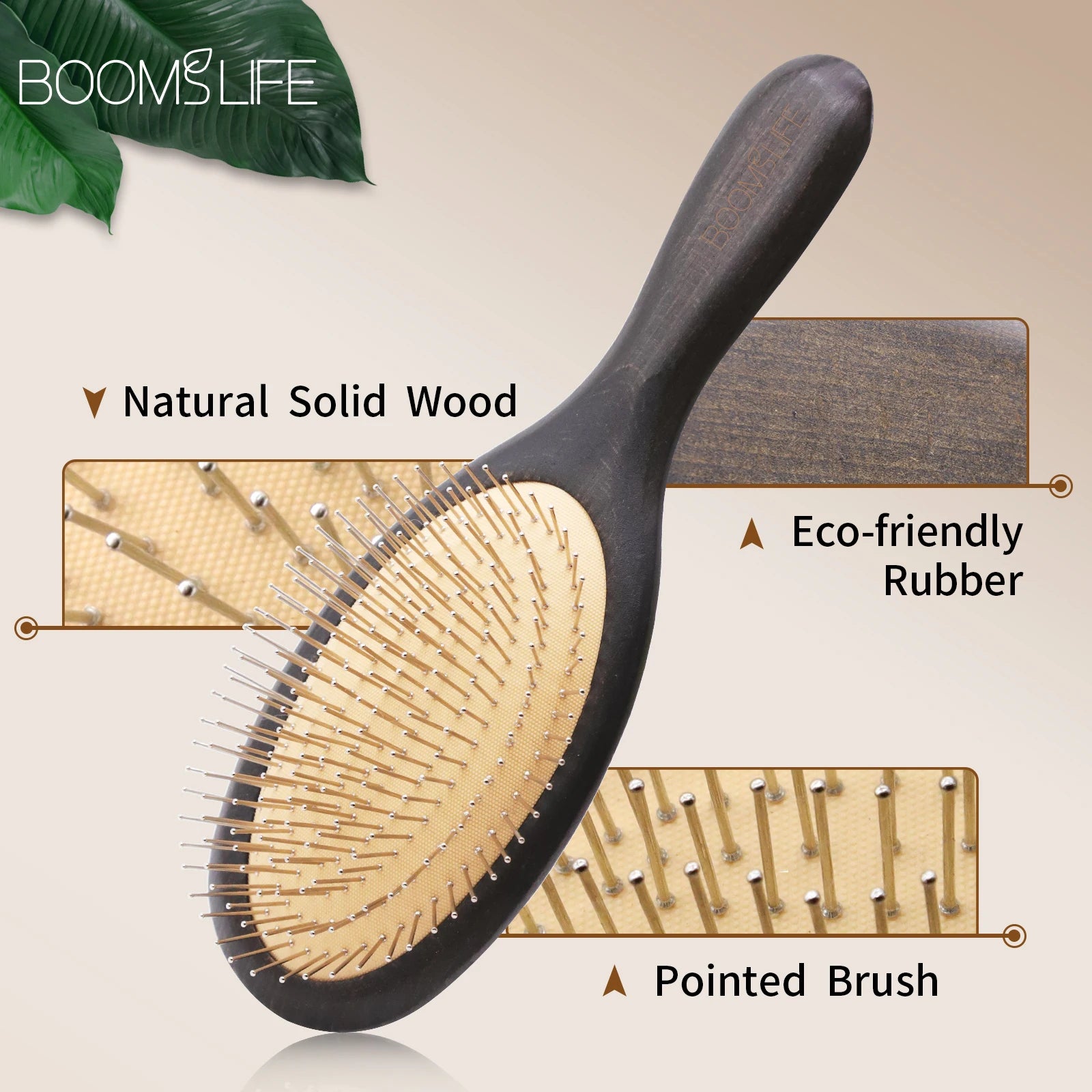 Steel Hair Brush Women Custom Name Wood Hair Brush Metal Stainless Pin Hairbrush Head Scalp Massage Comb Brosse Cheveux Femme Zpaxo