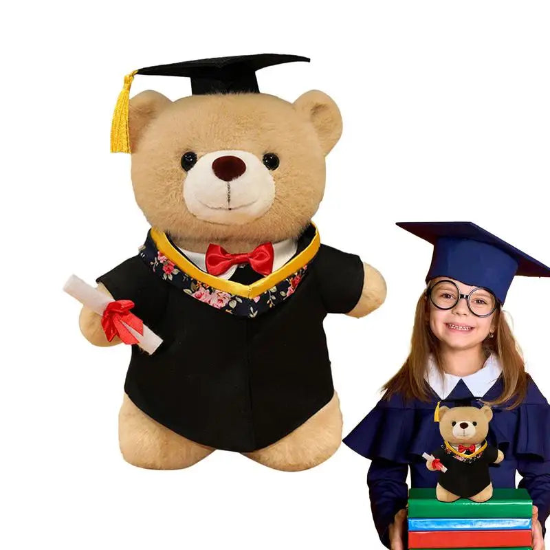 Graduation Stuffed Bear Soft Plush Toy Stuffed Animal With Gown Hat Cute Throw Pillow High School Home Decor For Preschool Zpaxo