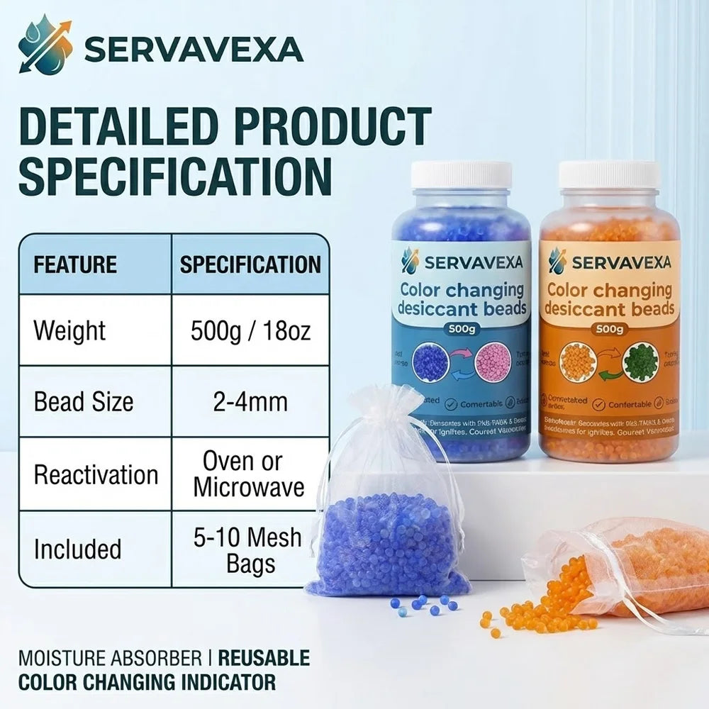 300g Indicating Silica Gel Beads Color-Changing Desiccant Moisture Absorber Reusable Dehumidifier with 5 Free Gift Bags Zpaxo