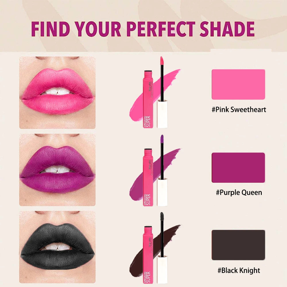 Non Stick Cup Lipstick Pink Black Dark Purple Long Lasting Lip Gloss Matte Velvet Finish Resistant To Fading Waterproof Lip Zpaxo