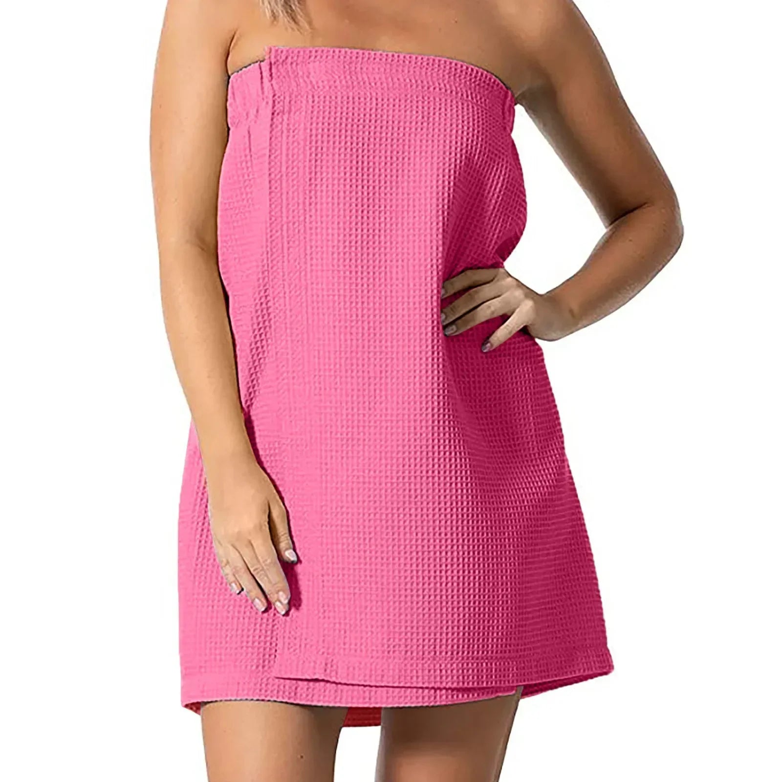 Lightweight Knee Length Waffle Robes Women Spa Bath Beauty Body Wrap