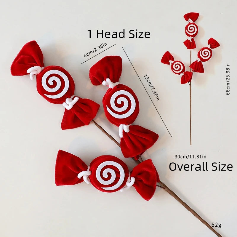 Fuzzy Red & White Candy Lollipop Christmas Tree Ornament