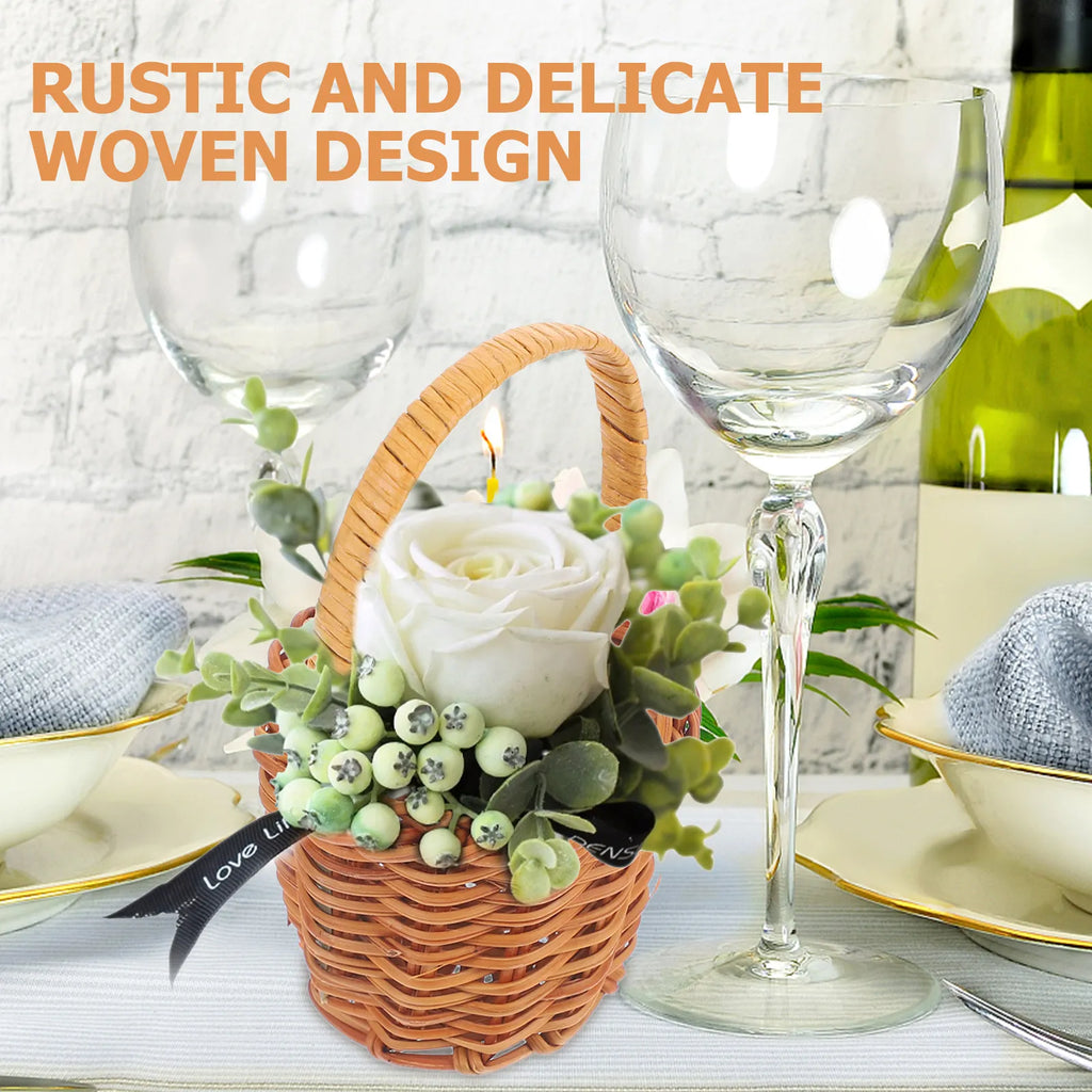 Mini Rattan Basket Small Exquisite Rustic Woven Flower Arrangement