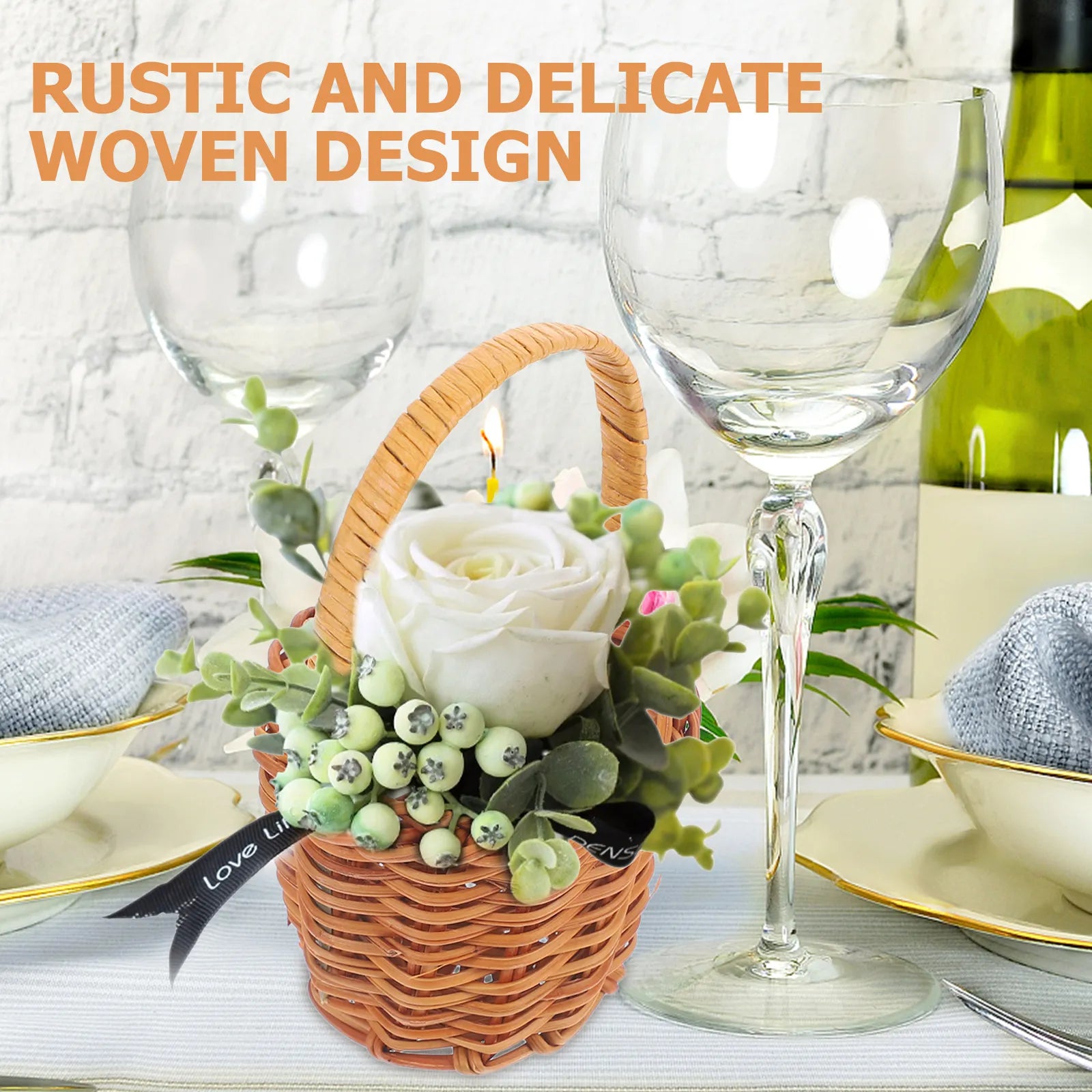 Mini Rattan Basket Small Exquisite Rustic Woven Flower Arrangement