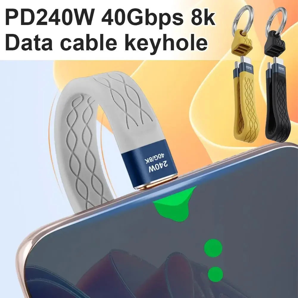 240W USB-C Keychain Cable 40Gbps Fast Charging & Data Transfer USB-C Charging Cable Zpaxo