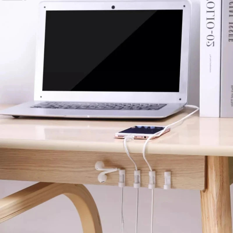 30pcs Clear Plastic Cable Clips Adhesive Cord Holders Transparent Wall & Desk Cable Management Wire Organizers Zpaxo