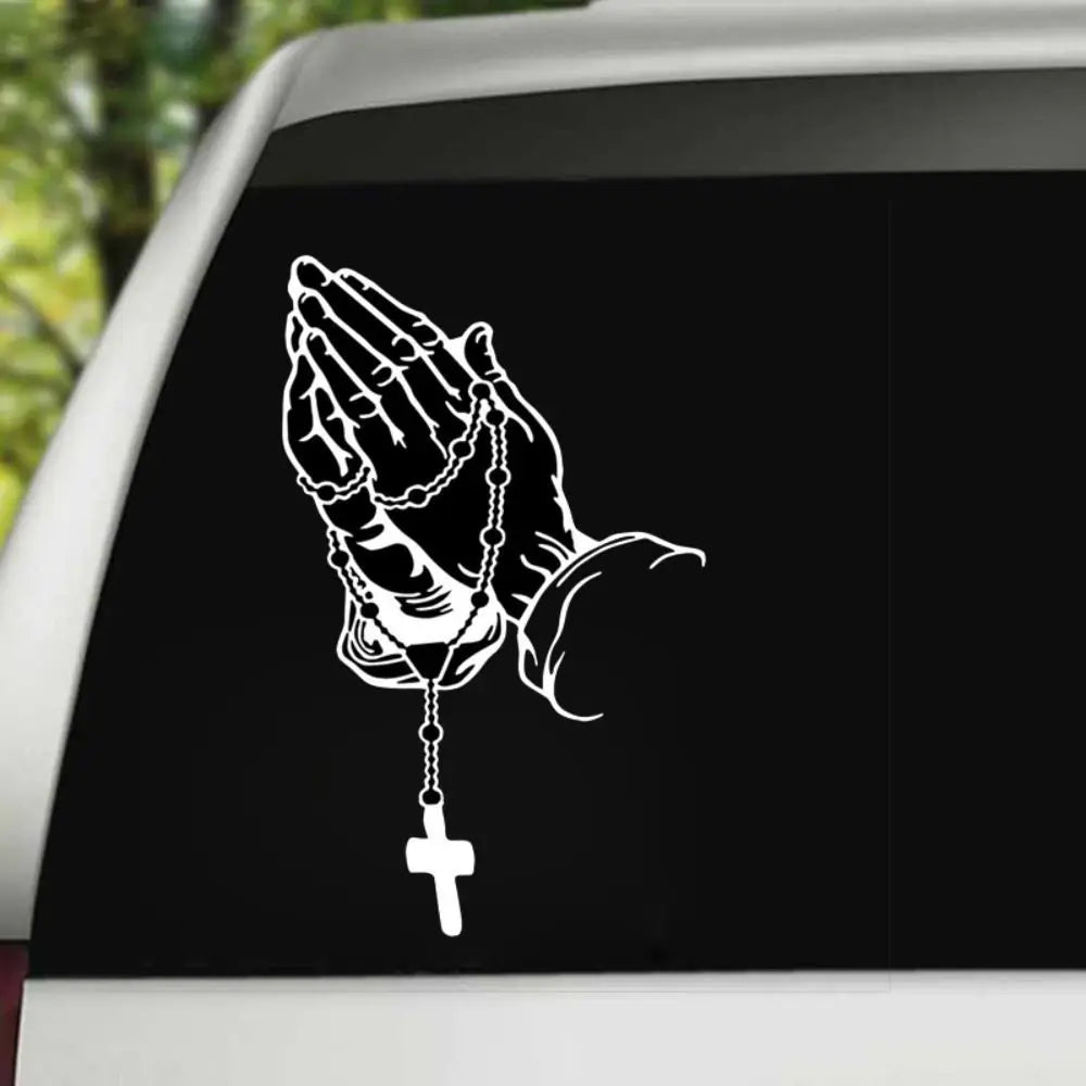 Prayer Gesture Car Laser Sticker Easy Install Self Adhesive Zpaxo