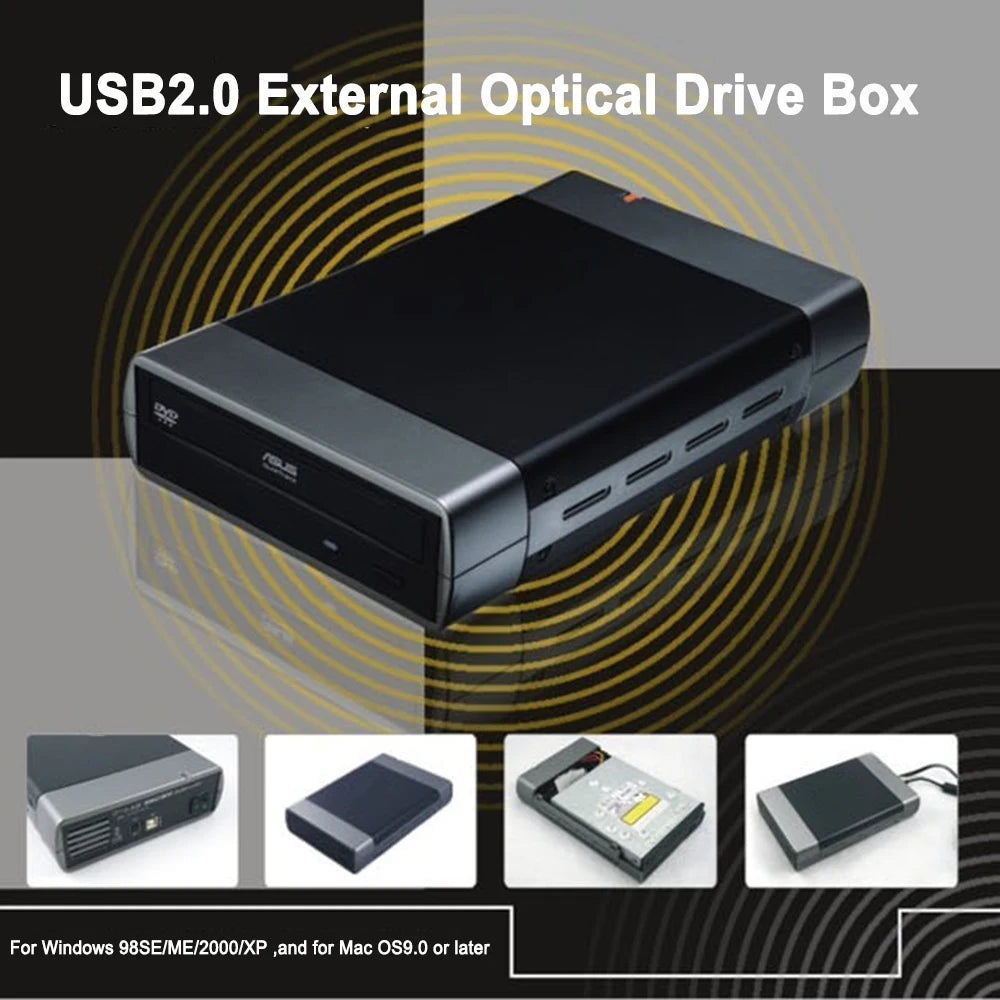 5.25inch External Hard Drive Enclosure USB3.0/2.0 To SATA Hard Disk Box Support DVD External Hard Drive Case 16 Speed Recording Zpaxo