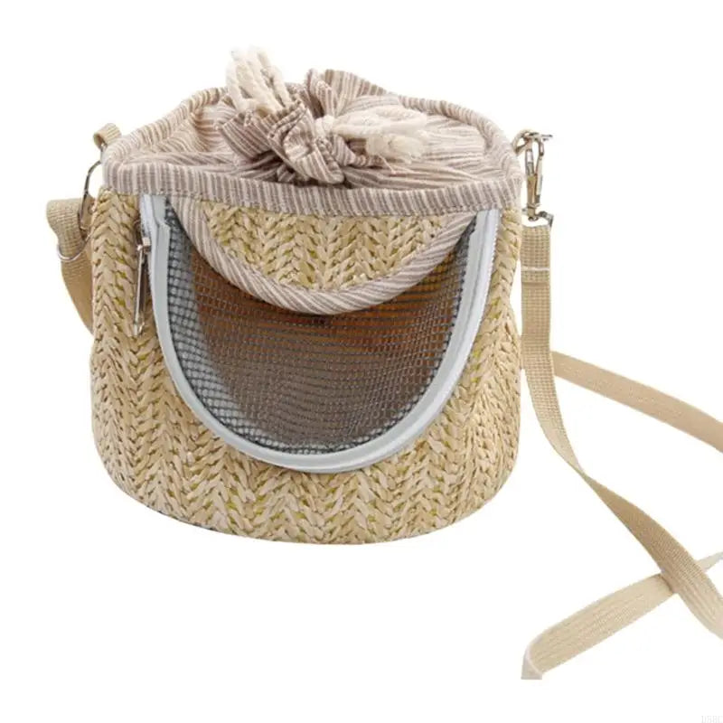 Ventilated Small Animal Carriers Bag Safety Zipperd Breathable Straw