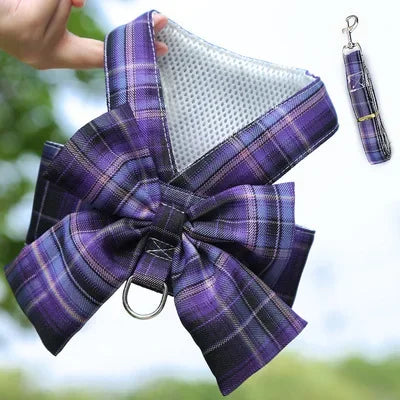 Pets Dog Harness Leash Adjustable Bowknot Cute Dogs No Pull Soft Mesh