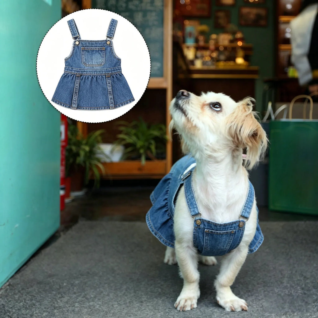 Pet Cowboy Vest Multicolor Denim Jacket Four Season Dog Apparel White