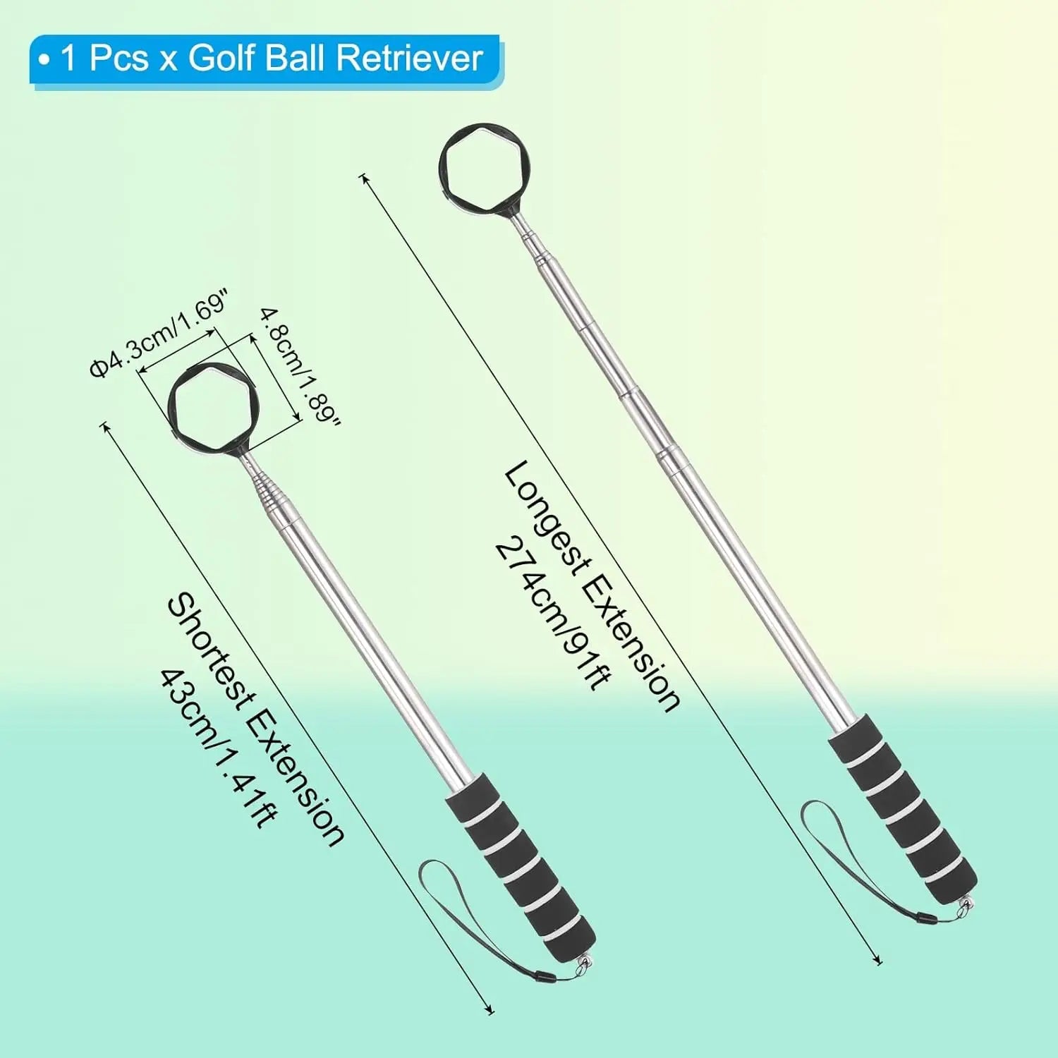 Telescopic Golf Ball Retriever – Extendable Aluminum Shaft