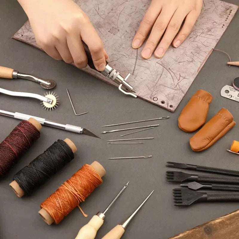 Shoe leather sewing kit with awl, hand sewn needle and thread, leather craft kit, sofa repair, leather bag production Zpaxo