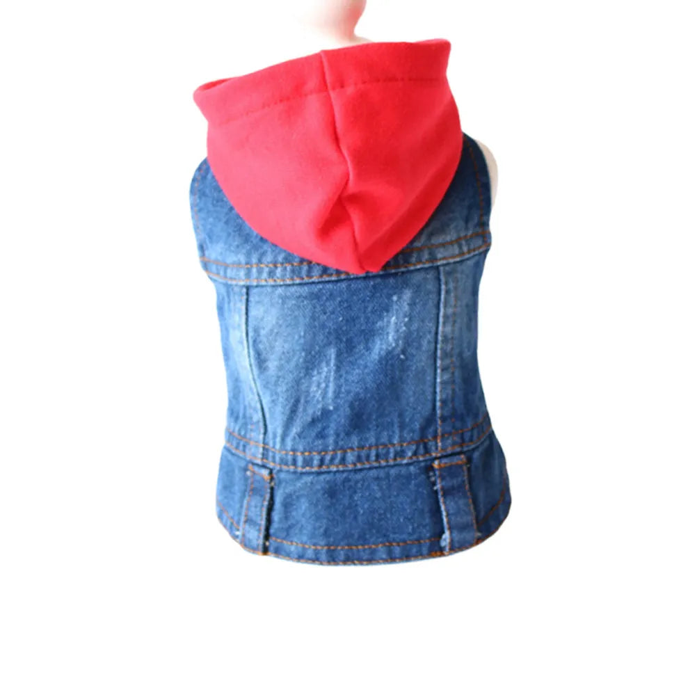 Pet Cowboy Vest Multicolor Denim Jacket Four Season Dog Apparel White