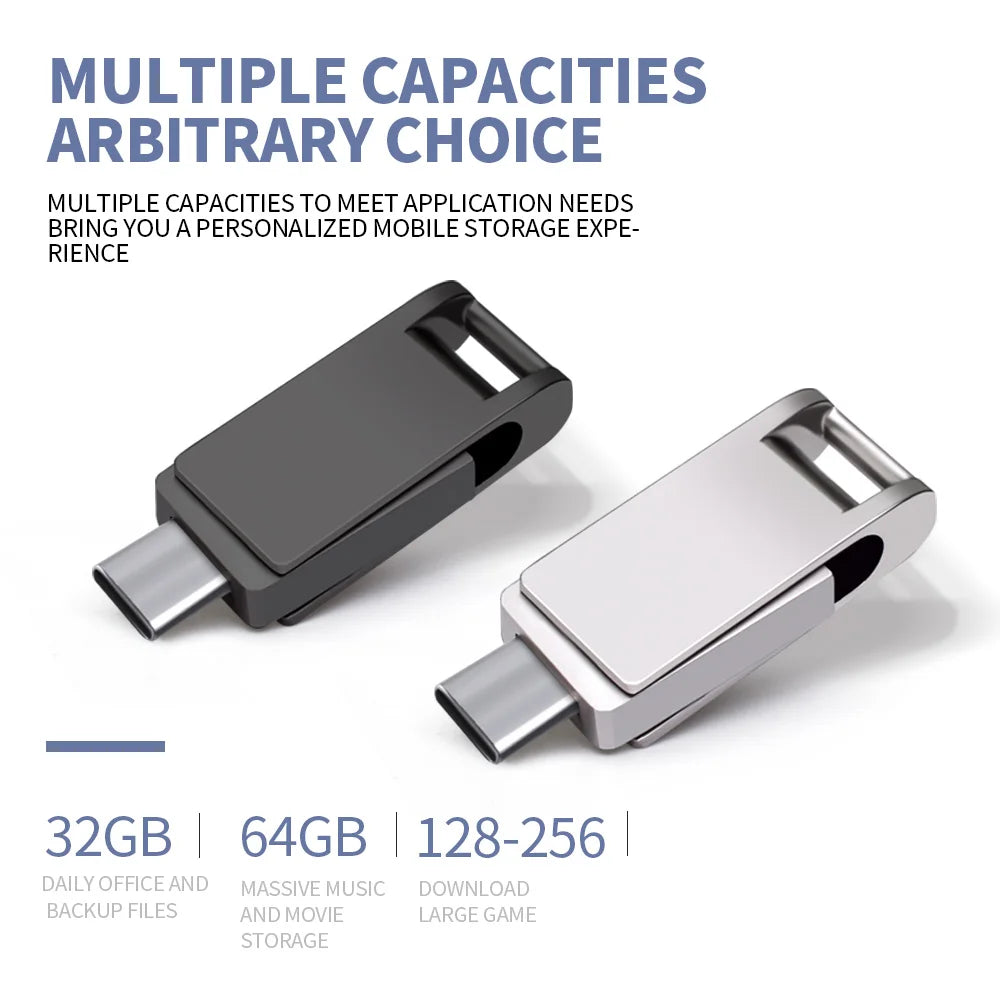Zsuit OTG USB 2.0 Type-C Flash Pen Drive Memory Stick Usb Flash Disk 64GB 128G 2 in1 Pendrive USB U Disk 10Pcs/Lot Free Logo Zpaxo