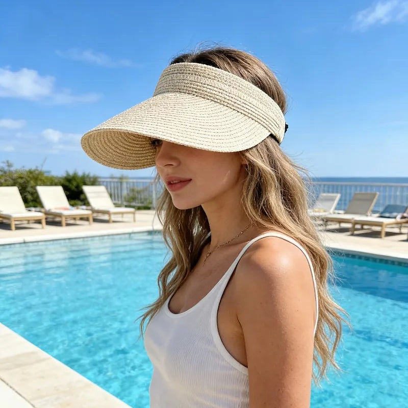 Women's Foldable Wide Brim Sun Hat Spring Summer Straw Beach Outdoor