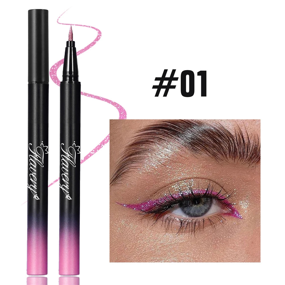 Pearlescent Smoked Black Purple Eyeliner Pen Glitter Metallic Shimmer Zpaxo 01
