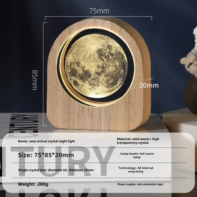 Creative Wooden Luminous Base 3D Carved Crystal Ball Desktop Decoration Gift Small Night Light Bedside Office Decoration Gift Zpaxo