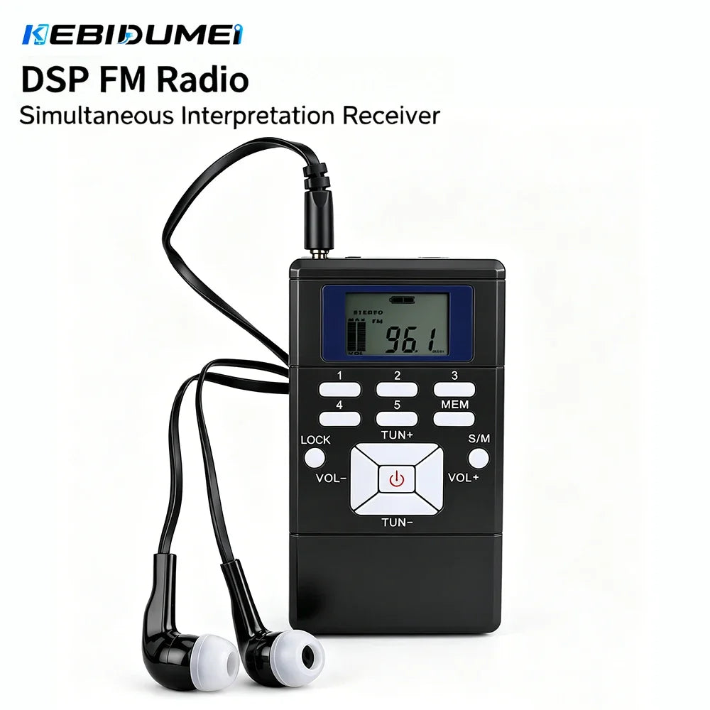 KEBIDUMEI Mini DSP FM Radio Simultaneous Interpretation Receiver