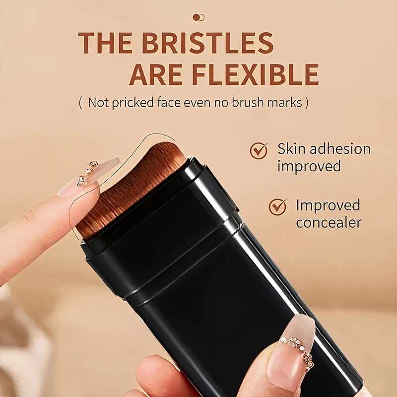Watery Double-Headed Foundation Stick with Brush, Natural Long-Lasting Flawless Makeup For Facial Concealer Cosmetics Zpaxo