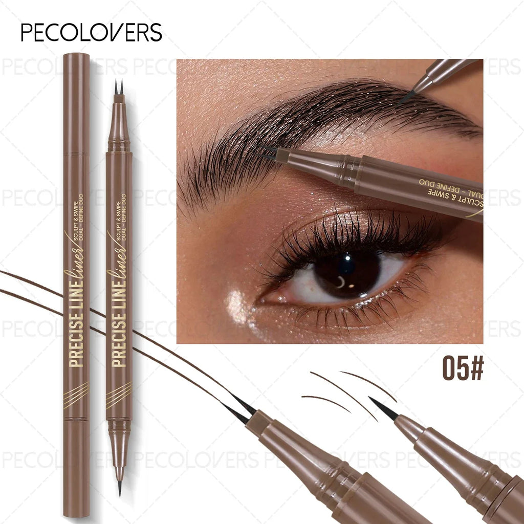 2 Forks Eyebrow Pencil Dual-Ended Artist Ultra-Fine Waterproof & Sweatproof, Natural 3D Wild Brow Look, Zpaxo 05