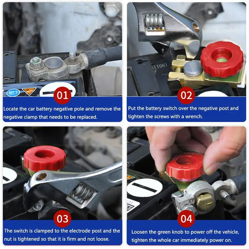 Anti-leakage Car Battery Disconnect Switch 12V Angle Rotatable Auto Battery Power-off Switch Easy To Install Zinc Alloy Zpaxo