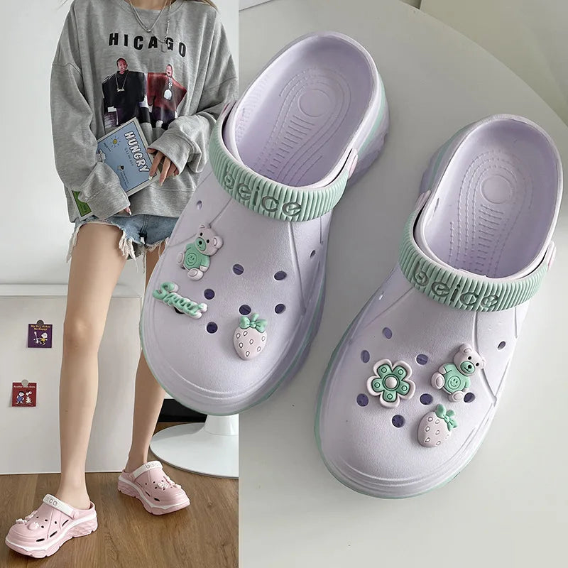 Women Chunky Platform Clogs Sandals Summer Non-slip Beach Slippers