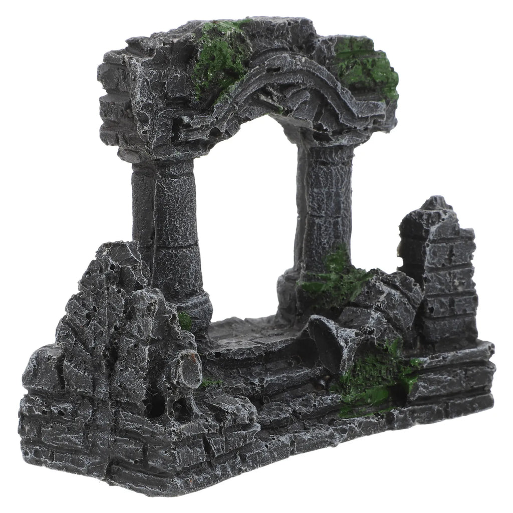 Two-columns Roman Column Aquarium Decor Resin Artificial Castle Fish