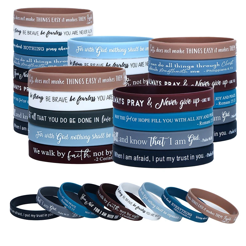 Religious Silicone Wristbands Bulk Bible Rubber Bracelets Colorful Zpaxo