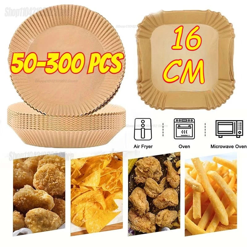 Air Fryer Disposable Paper Air Fryer Accessories Square Round Oil-proof Liner Non-Stick Mat for Kitchen Oven Baking Zpaxo