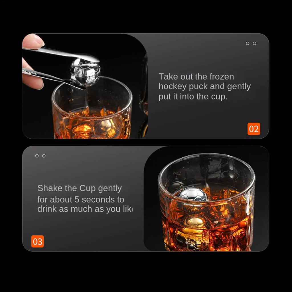Football Metal Ice Cubes Reusable Whiskey Stones Chilling Rocks Bar