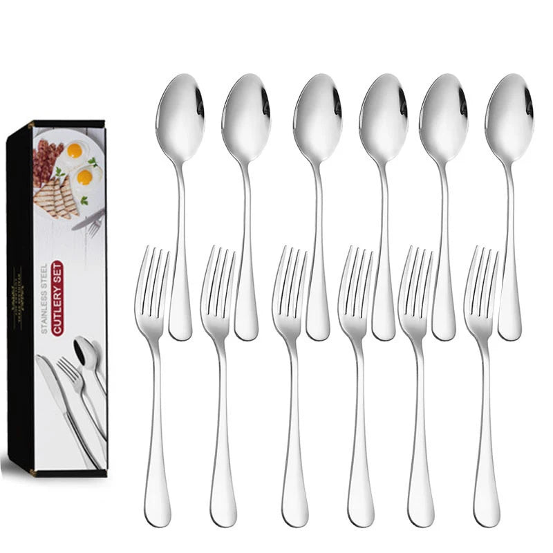 Elegant European Stainless Steel Cutlery Spoons Forks Zpaxo Silver