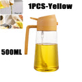 Multi-functional Kitchen Oil Bottle Spray Oil Pouring Two-in-one Food-grade Material Is Not Easy To Damage 500ML Large Capacity Zpaxo yellow-Plastic-500ml