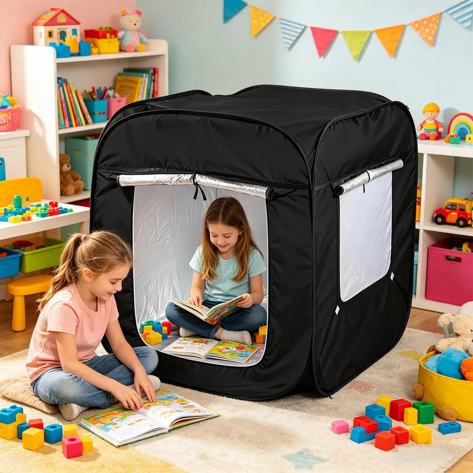 Sensory Play Tent Portable Foldable Den Window Calm Down Black