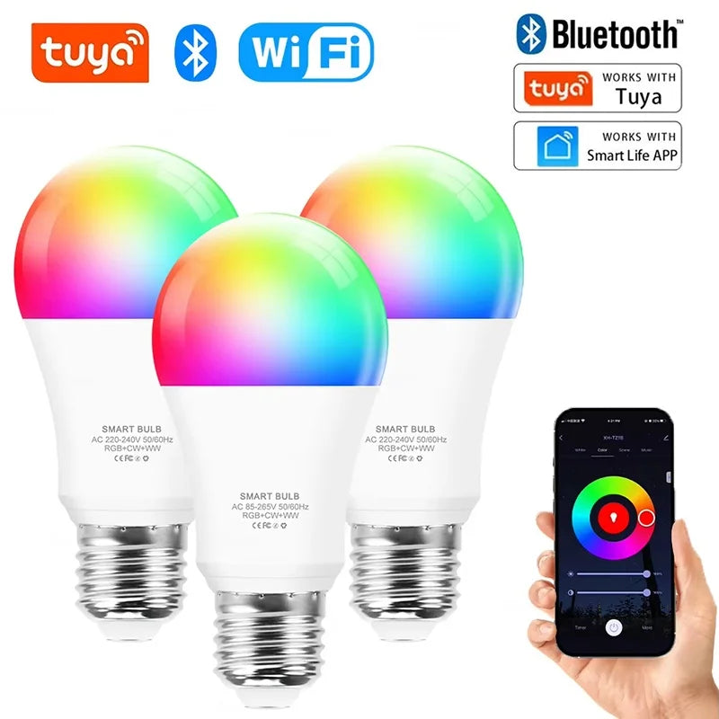 Tuya Smart LED Bulb Dimmable 15W 18W E27 B22 110V 220V RGBCW Change Zpaxo