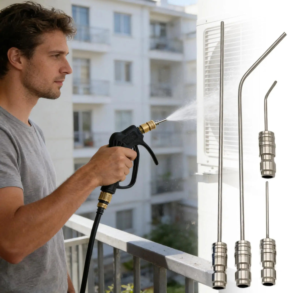 4Pcs High Pressure Washer Nozzle Set Stainless Steel Quick Connect Extension Wand For Cleaning Washing Machine Air Conditioner Zpaxo