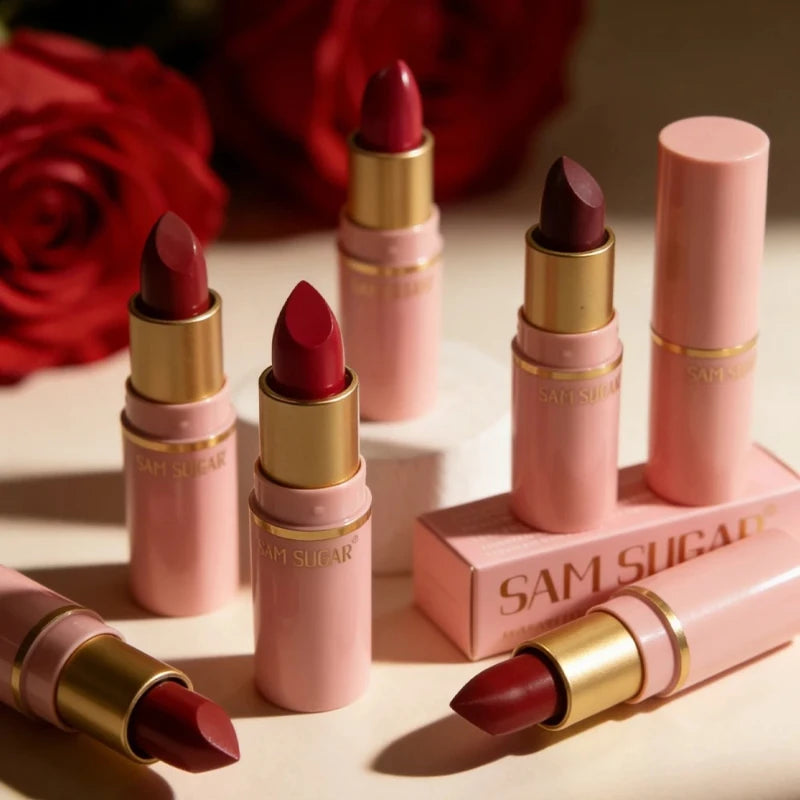 Hydrating Cherry Red Lipstick Velvet Glossy Finish Lip Tint Highly