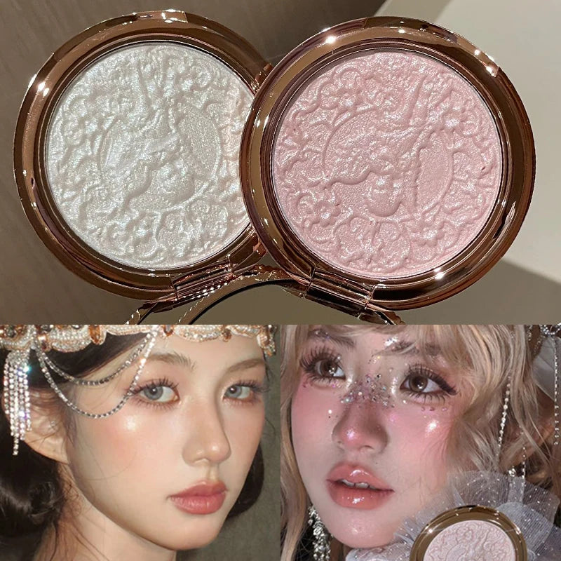 Little Angel Relief Shimmer Diamond Highlighter Palette Lasting Fine Pearly Glitter Powder Natural Brighten Contour Makeup Zpaxo