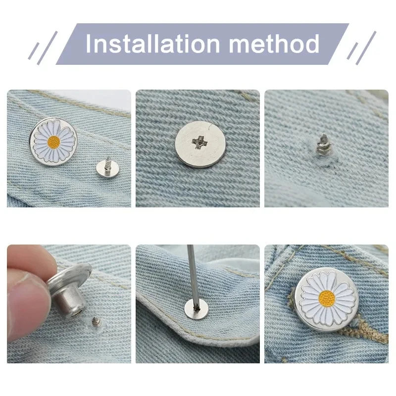 17mm Metal Jeans Button Replacement Kit – Screw-Back, No-Sew