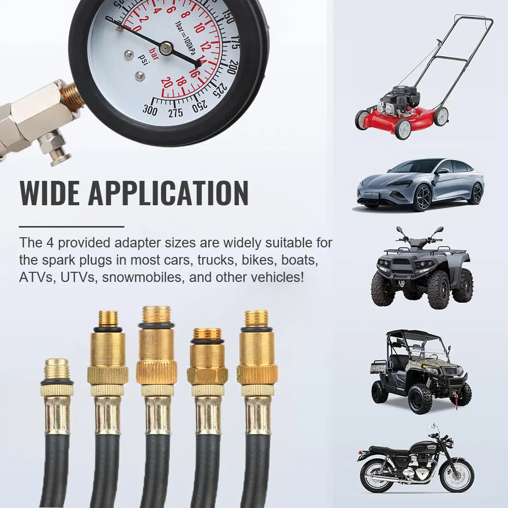 Gasoline Engine Compression Meter M10 M12 M14 M18 Adapter Pressure